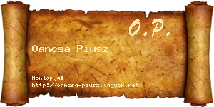 Oancsa Piusz névjegykártya